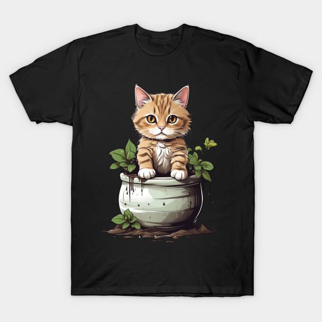 Cat In Planter T-Shirt by Trip Tank